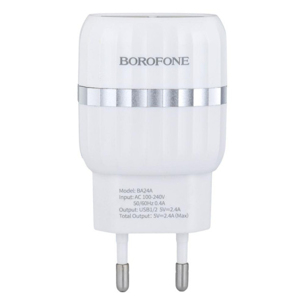 Мережевий Зарядний Пристрій Borofone BA24A Type-C 2USB 2.4A