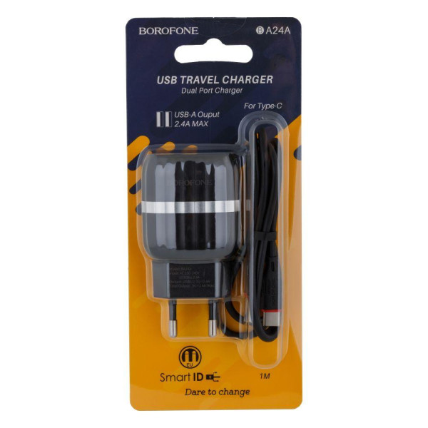 Мережевий Зарядний Пристрій Borofone BA24A Type-C 2USB 2.4A