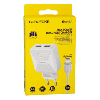 Мережевий Зарядний Пристрій Borofone BA45A Lightning 2,4A