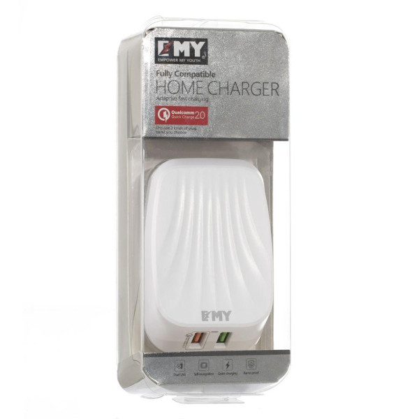 Мережевий Зарядний Пристрій Emy MY-230 Micro QC 2.0 2USB