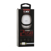 Мережевий Зарядний Пристрій Emy MY-228 Micro 2 USB
