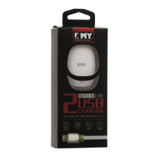 Мережевий Зарядний Пристрій Emy MY-228 Lightning 2 USB