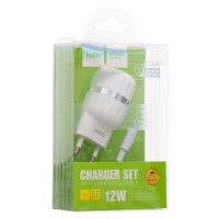 Мережевий Зарядний Пристрій Hoco C41A Lightning 2USB 12w