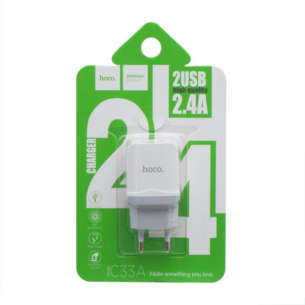 Мережевий Зарядний Пристрій Hoco C33A 2 USB
