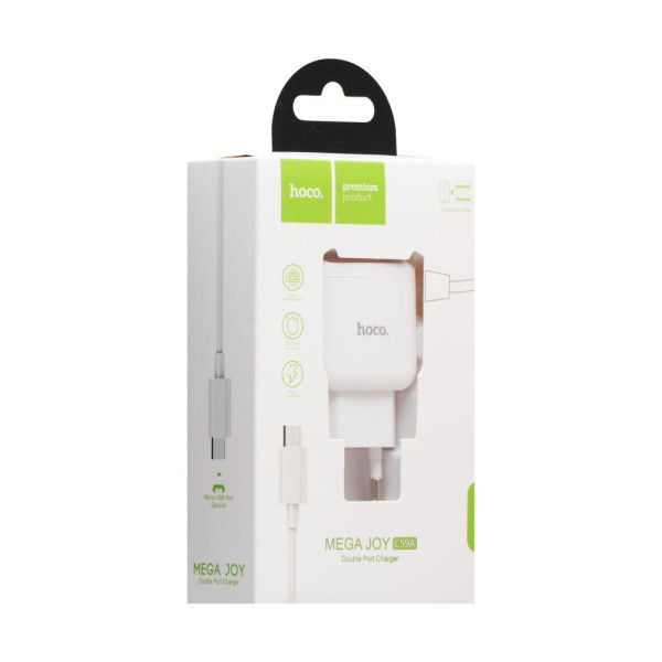 Мережевий Зарядний Пристрій Hoco C59A Mega Joy Micro 2USB 2,4A