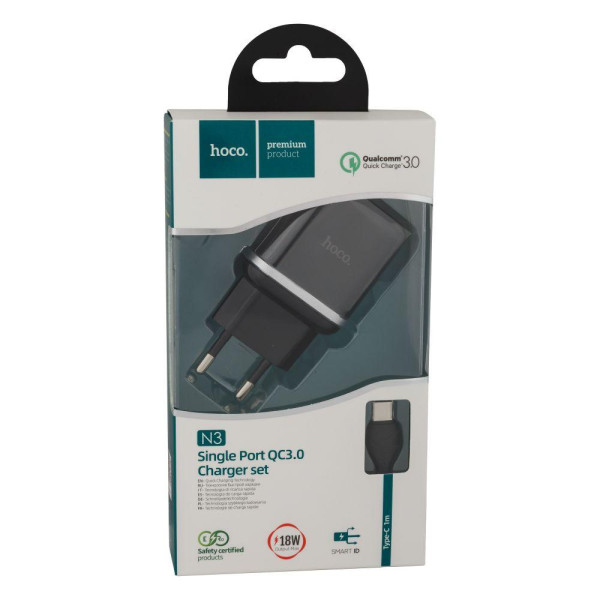 Мережевий Зарядний Пристрій Hoco N3 Type-C QC3.0