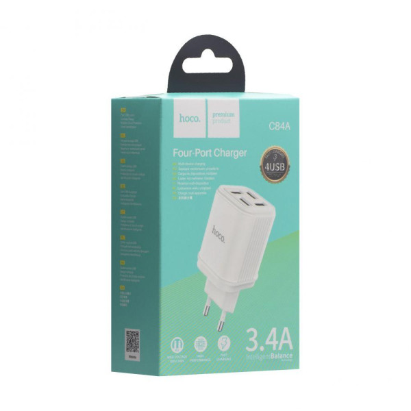 Мережевий Зарядний Пристрій Hoco C84A 4USB 3,4A