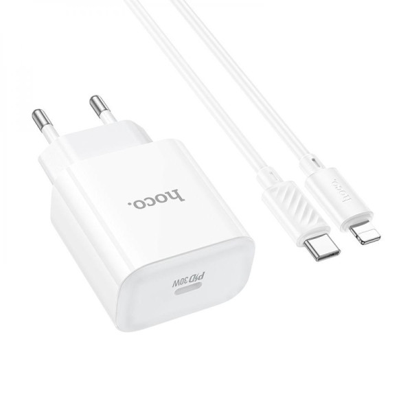 Мережевий Зарядний Пристрій Hoco C76A Pro 1Type-C PD/QC 30W+Type-C to Lightning