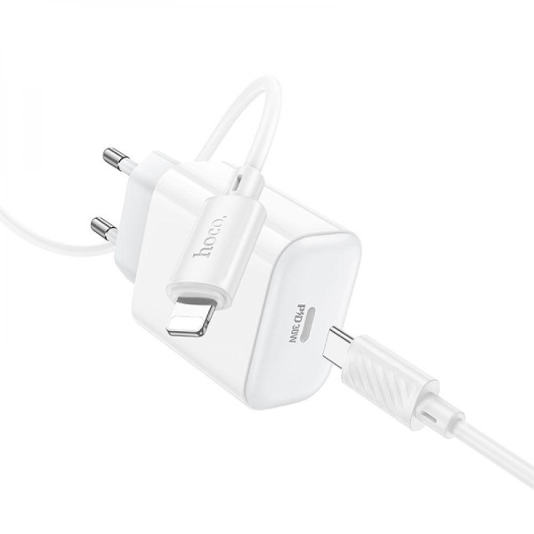 Мережевий Зарядний Пристрій Hoco C76A Pro 1Type-C PD/QC 30W+Type-C to Lightning