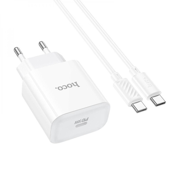 Мережевий Зарядний Пристрій Hoco C76A Pro 1Type-C PD/QC 30W+Type-C to Type-C