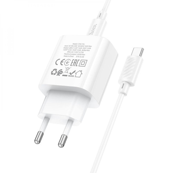 Мережевий Зарядний Пристрій Hoco C76A Pro 1Type-C PD/QC 30W+Type-C to Type-C