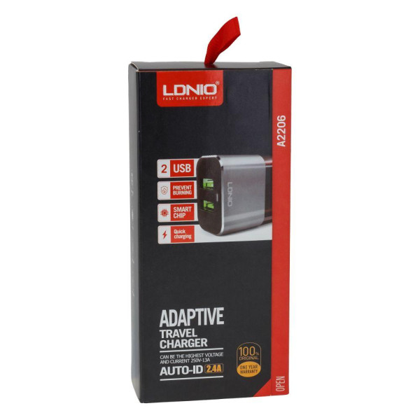 Мережевий Зарядний Пристрій LDNIO A2206 2USB 2.4A Micro