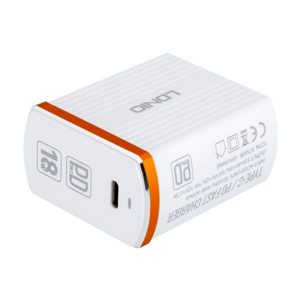 Мережевий Зарядний Пристрій LDNIO A1302Q-C PD QC3.0 18W Type-C to Type-C