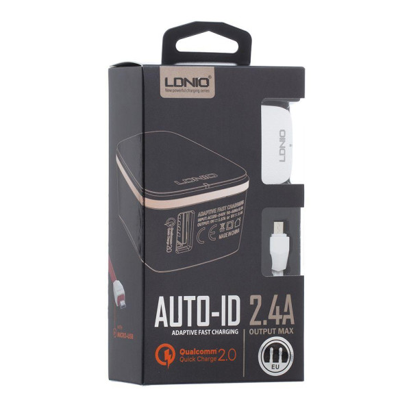 Мережевий Зарядний Пристрій LDNIO A1204Q QC3.0 18W Micro