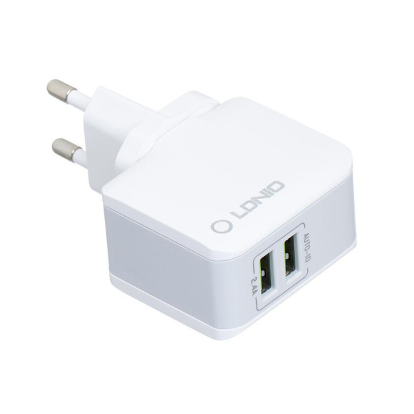 Мережевий Зарядний Пристрій LDNIO A2203 Lightning 2USB 2.4A
