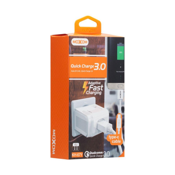 Мережевий Зарядний Пристрій Moxom KH-67Y Type-C QC 3.0