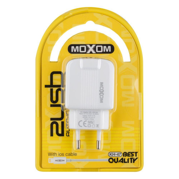 Мережевий Зарядний Пристрій Moxom KH-47 Lightning 2USB