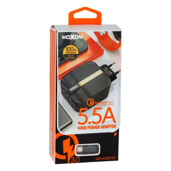 Мережевий Зарядний Пристрій Moxom MX-HC09 Type-C QC 3.0 4USB