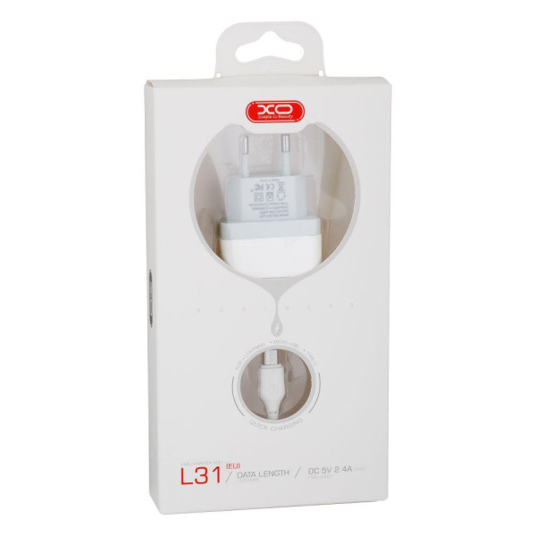 Мережевий Зарядний Пристрій XO L31 Micro 2USB 2.4A
