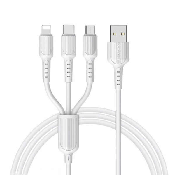 Кабель USB Borofone BX16 3-in-1 Easy IP+Micro+Type-C М'ята упаковка