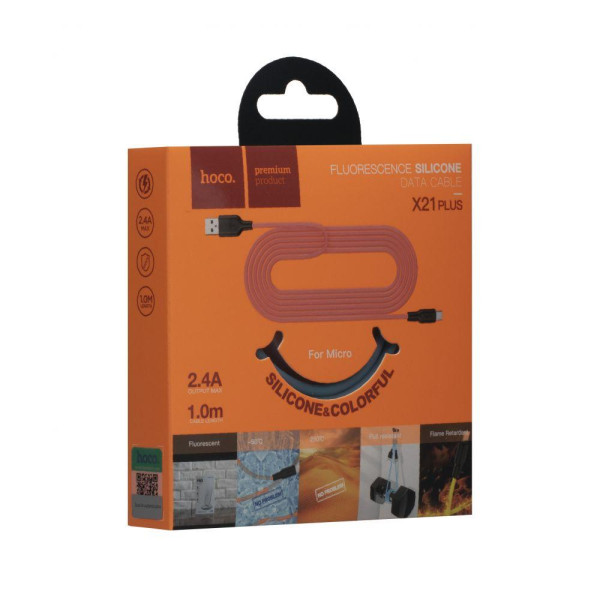 Кабель USB Hoco X21 Plus Fluorescent Micro