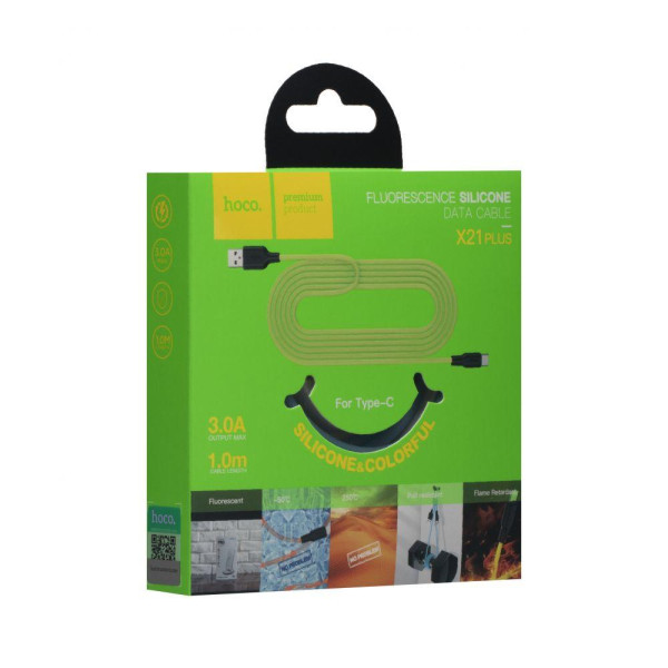 Кабель USB Hoco X21 Plus Fluorescent Type-C