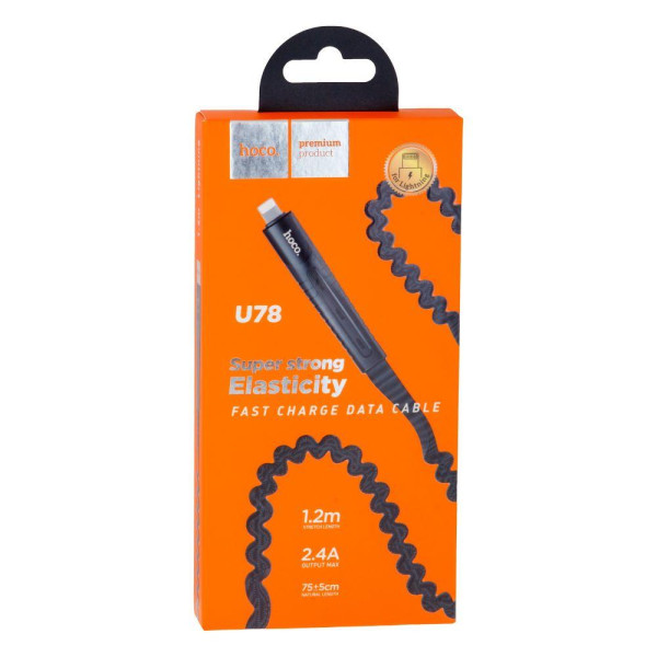 Кабель USB Hoco U78 Cotton Lightning 2.4A 1.2m