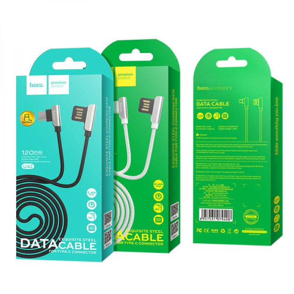 Кабель USB Hoco U42 Exquisite Steel Lightning 2.4A 1.2m