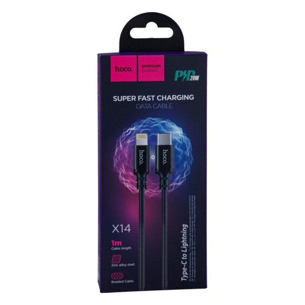Кабель USB Hoco X14 Double Speed PD 20W Type-C to Lightning