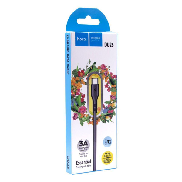 Кабель USB Hoco DU26 Long 8mm Plug Type-C 3A М'ята упаковка