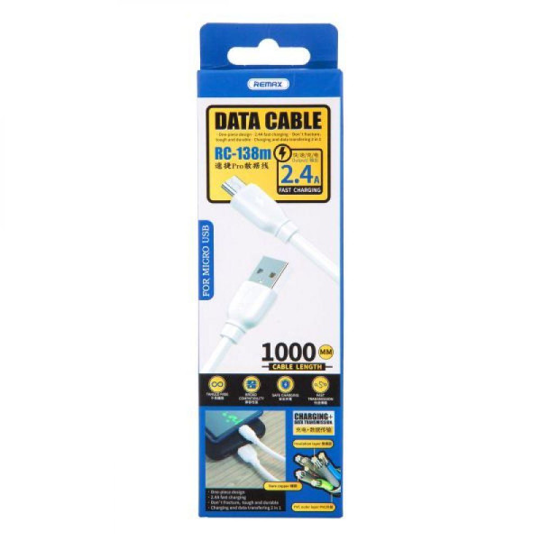 Кабель USB Remax RC-138m Micro М'ята упаковка