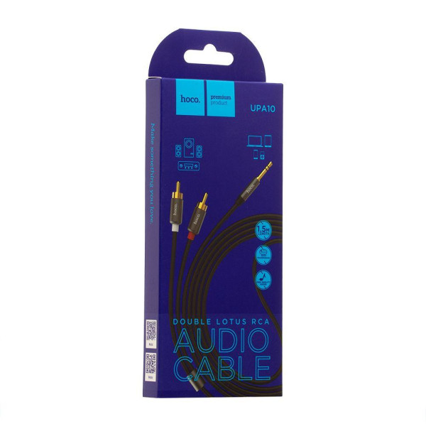 Кабель Aux Hoco UPA10 Lotus Double RCA Audio 3.5 mm