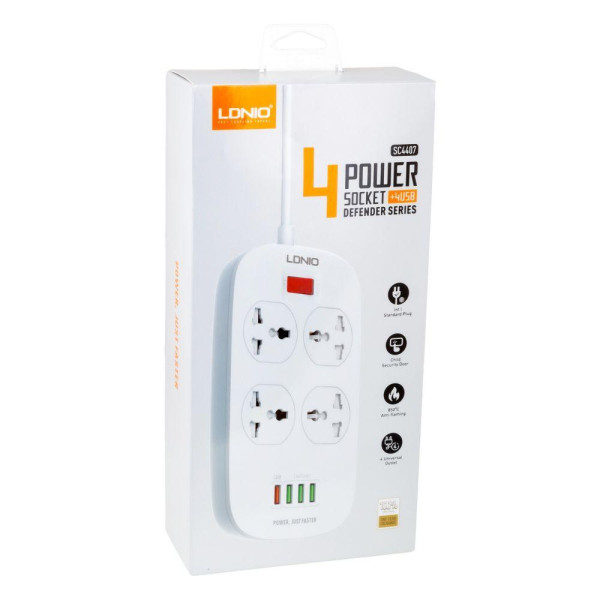 Мережевий Подовжувач LDNIO SC4407 QC3.0 4USB