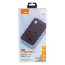 Мережевий Подовжувач LDNIO SC3412 3 ports / PD / 3USB QC 3.0 М'ята упаковка