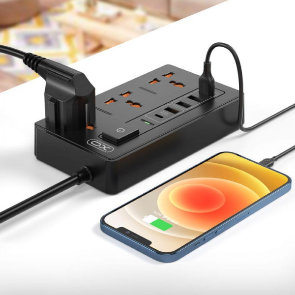 Мережевий Подовжувач XO WL06 EU 30W 18W PD+QC+3USB2.4A