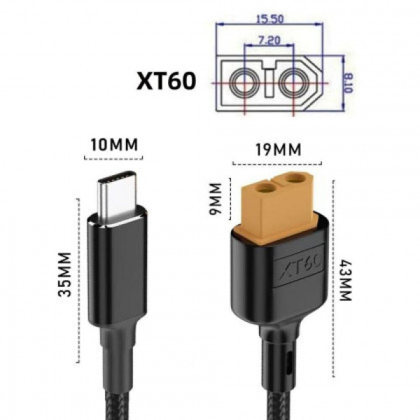 Кабель ToolkitRC SC100 (Type-C на XT60) Female