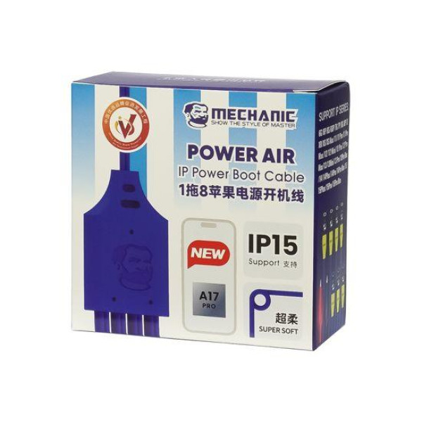 Кабелі до блоків живлення Mechanic Power Air iP15, з крокодилами та роз'ємами для підключення плат iPhone 6G - 15 Pro Max