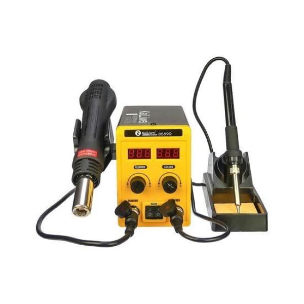 Паяльна станція KaiLiwei 8589D, фен з датчиком нахилу (700W), паяльник з термоелементом Hakko (60W), цифрова індикація