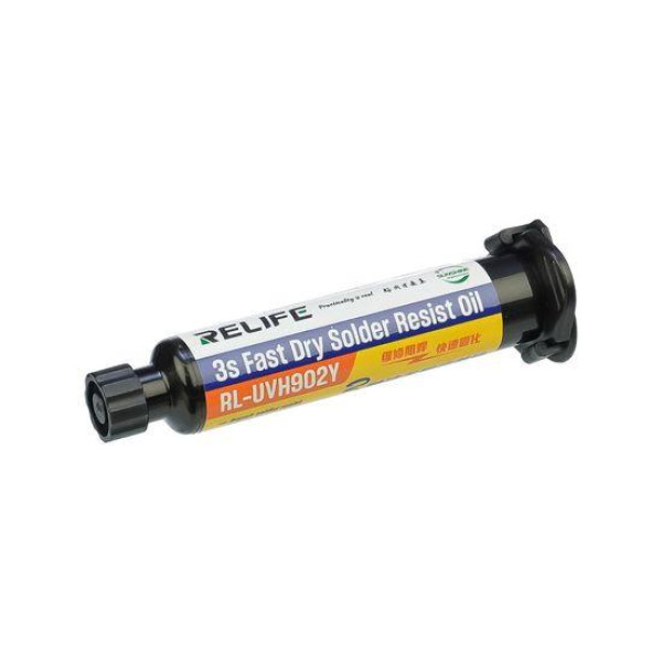 Лак ізоляційний Relife RL-UVH902Y 3S швидковисихаючий у шприці, 10 ml (Жовтий)