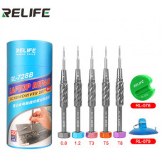 Набор отверток Relife RL-728B (5 отверток 0.8, +1.2, T3, T5, T8) для разборки ноутбуков