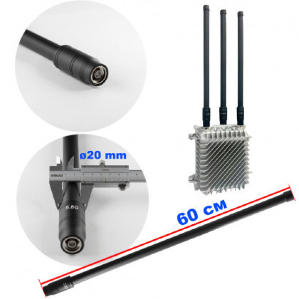 Антена всеспрямована для jamming обладнання (5.8 GHz, ≤50W, 5725-5850 mHz, 3-5 dBi, Ø20 mm, NJ)