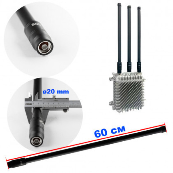 Антена всеспрямована для jamming обладнання (900 MHz (860-930 MHz), ≤100W, 3-6 dBi​​​​​​​, Ø20 mm, NJ)