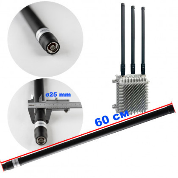 Антена всеспрямована 700-800 MHz 100W 3-8 dBi Ø25 мм 60 см NJ для jamming обладнання