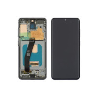 Дисплей для Samsung G980 Galaxy S20 з сенсорним склом (Чорний) в рамці (Сріблястій) Oled