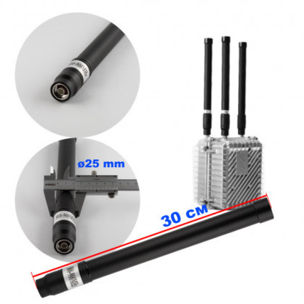 Антена всеспрямована 800-900 MHz, 50W, 3-7 dBi, Ø25 mm, 30 см, N-J для jamming обладнання