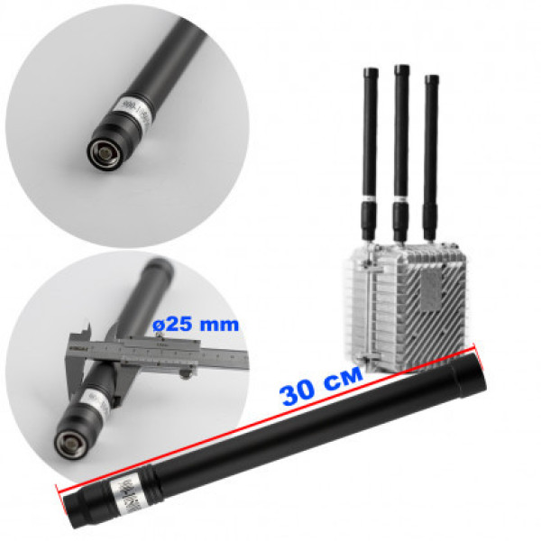 Антена всеспрямована 900-1050 MHz, 50W, 3-7 dBi, Ø25 mm, 30 см, N-J для jamming обладнання