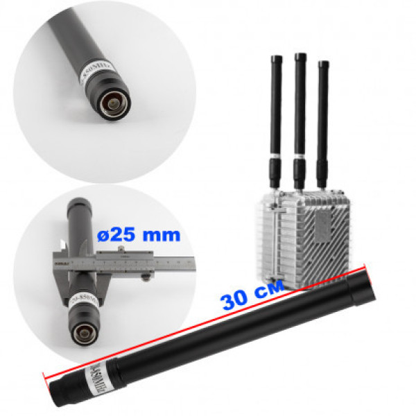 Антена всеспрямована для jamming обладнання (720-850​​​​​​​ MHz, 100W, 3-7 dBi, Ø25 mm, 30 см, NJ)
