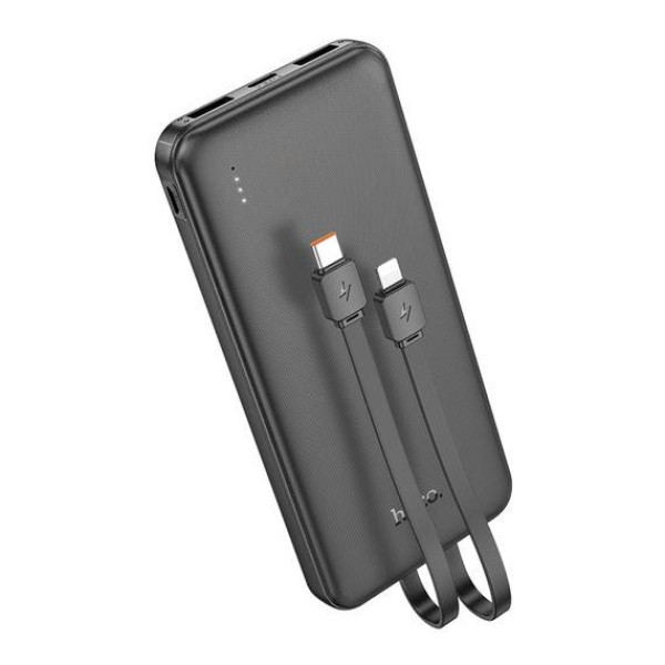 Зовнішній акумулятор (Power bank) Hoco J118 10000mAh + кабеля 2в1 Type-C | Lightning (Чорний)