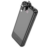 Зовнішній акумулятор (Power bank) Hoco J114 10000mAh з дисплеєм + кабеля 3в1 Type-C | Lightning | MicroUSB (Чорний)