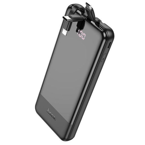 Зовнішній акумулятор (Power bank) Hoco J114 10000mAh з дисплеєм + кабеля 3в1 Type-C | Lightning | MicroUSB (Чорний)